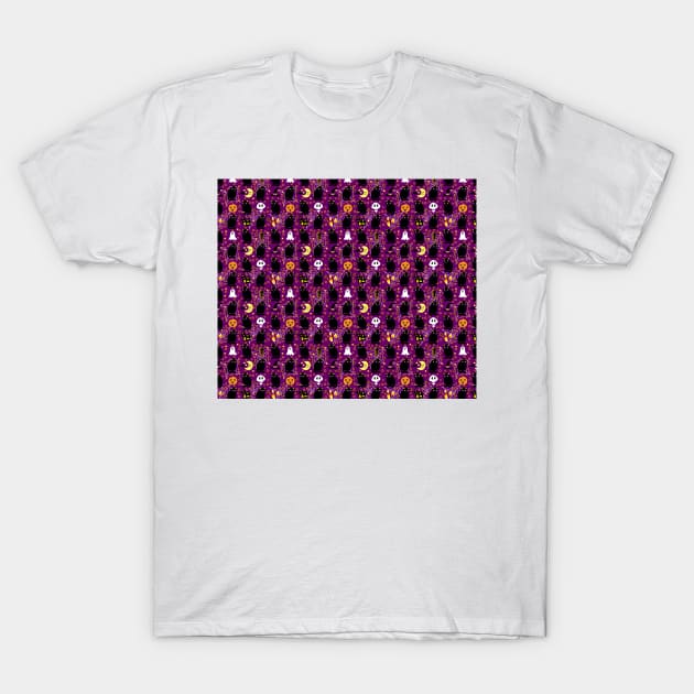 Cute Purple Halloween Pattern T-Shirt by saradaboru